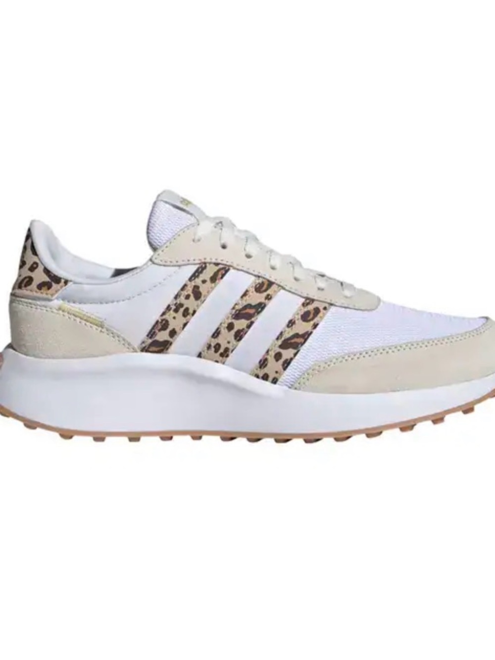 adidas Women's Run 70S Shoes White with Leopard-Print Stripes